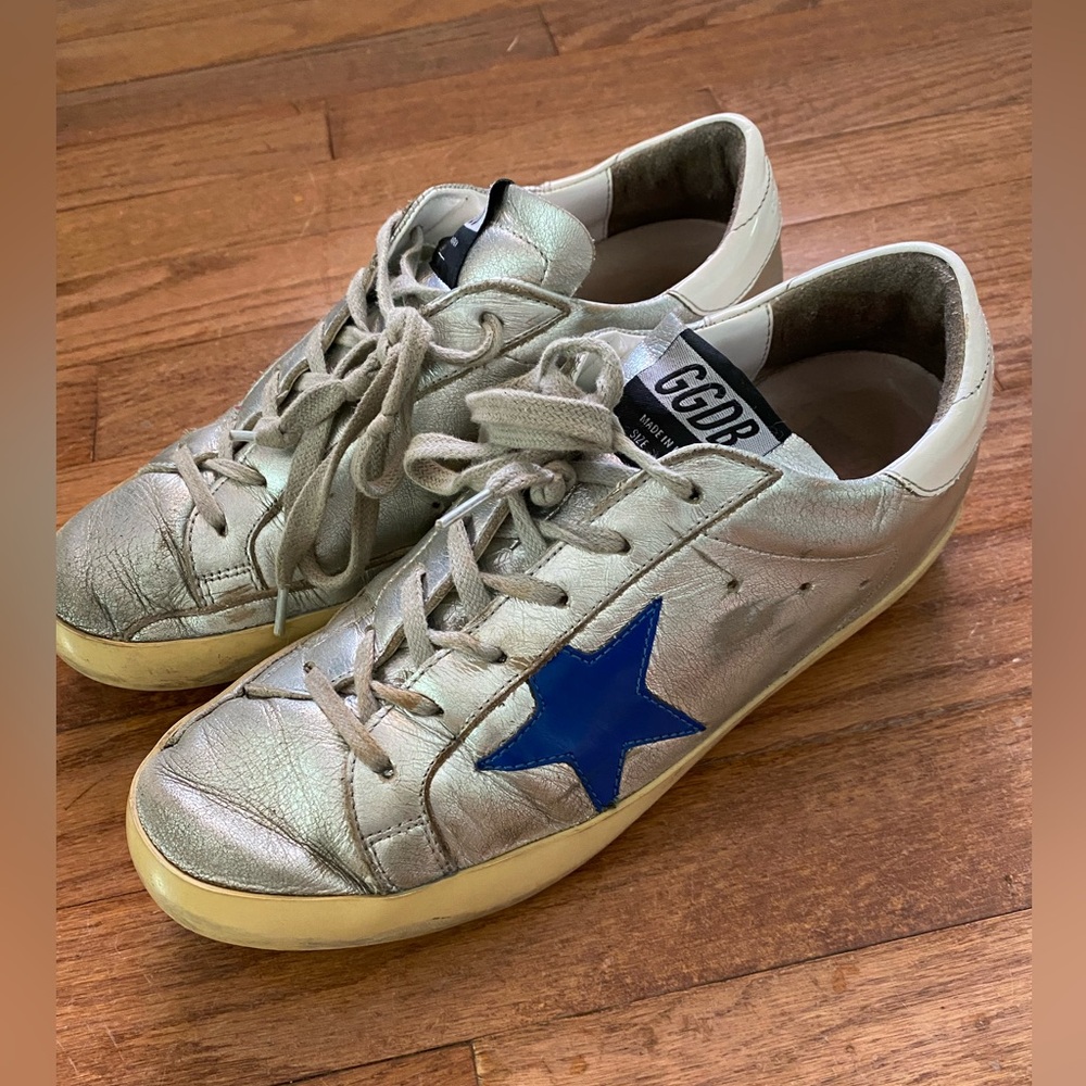 Golden Goose Deluxe Brand Sneakers with Blue and Red Stars